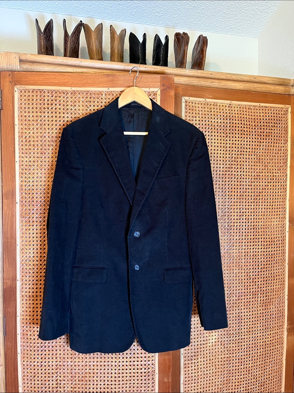 Express Men's Black Cotton Blend Corduroy Blazer Sport Coat 38R